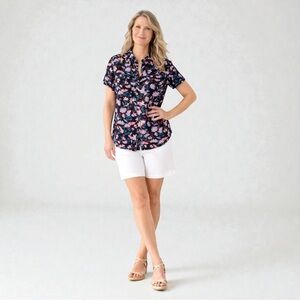Croft & Barrow Floral Button-Up Camp Shirt | Women’s XXL | Short Sleeve | Top